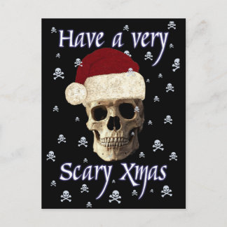 Gothic Skull Scary Christmas Quirky Xmas Hat Funny Briefkaart