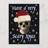 Gothic Skull Scary Christmas Quirky Xmas Hat Funny Briefkaart (Voorkant)