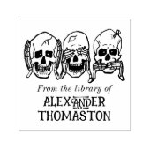 Gothic Skull See Hear Speak No Evil Library Boek Zelfinktende Stempel (Design)