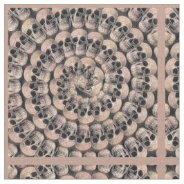 Gothic Skull  Sepia Abstract Spiral Patroon Stof
