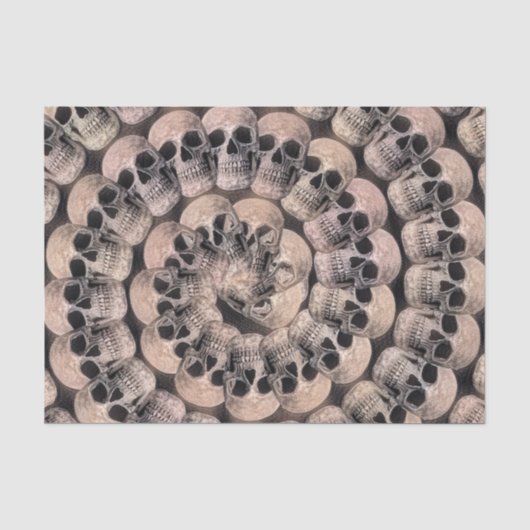 Gothic Skull Sepia Abstract Spiral Patroon Tissuepapier (Voorkant)