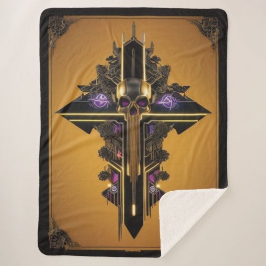 Gothic Skull Sherpa Blanket Sherpa Deken (Voorkant)