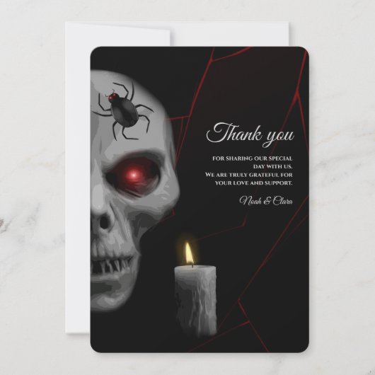 Gothic Skull Spider Candle - Dark Moody Halloween Bedankkaart (Voorkant)