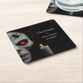 Gothic Skull Spider Candle - Dark Moody Halloween Kartonnen Onderzetters (Schuin)