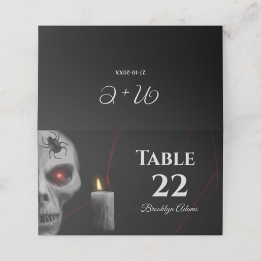 Gothic Skull Spider Candle - Dark Moody Halloween Plaatskaartje (Buitenkant ongevouwen)