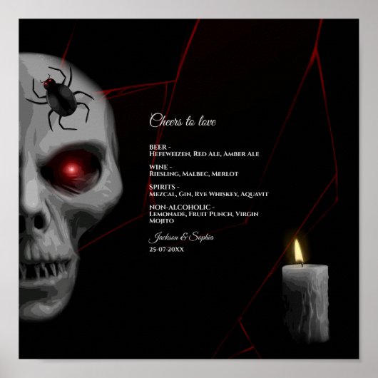 Gothic Skull Spider Candle - Dark Moody Halloween Poster (Voorkant)
