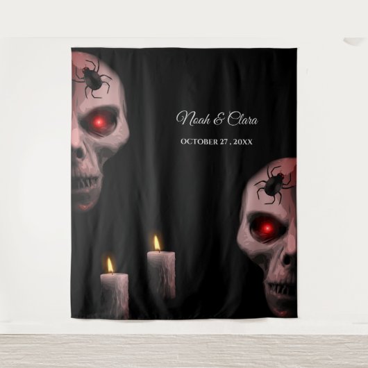 Gothic Skull Spider Candle - Dark Moody Halloween Wandkleed (Voorkant)