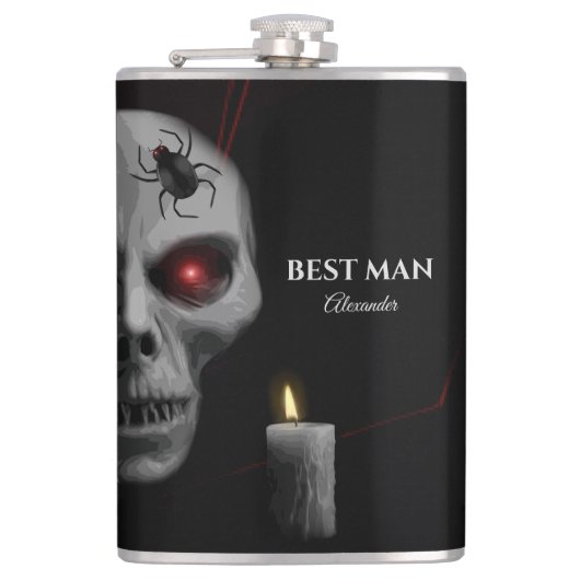 Gothic Skull Spider Candle - Donker griezelig Hall Heupfles (Voorkant)