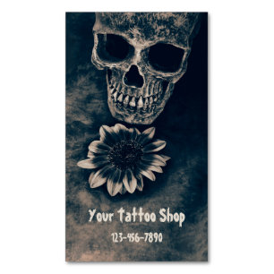 Gothic Skull Sunflower Antiek Magnetisch Visitekaartje