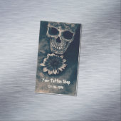 Gothic Skull Sunflower  Antiek Magnetisch Visitekaartje (Voorbeeld)