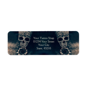 Gothic Skull Sunflower  Antiek stijl Etiket