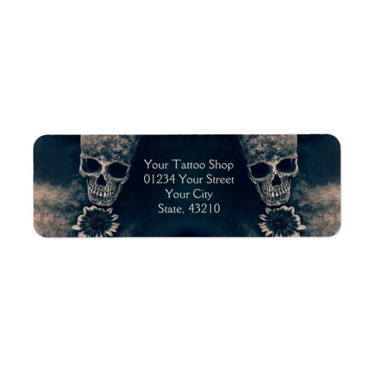 Gothic Skull Sunflower Antiek stijl Etiket (Voorkant)