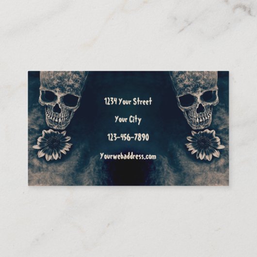 Gothic Skull Sunflower  Antiek stijl Visitekaartje (Achterkant)