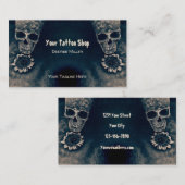 Gothic Skull Sunflower  Antiek stijl Visitekaartje (Voorkant / Achterkant)
