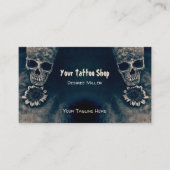 Gothic Skull Sunflower  Antiek stijl Visitekaartje (Voorkant)