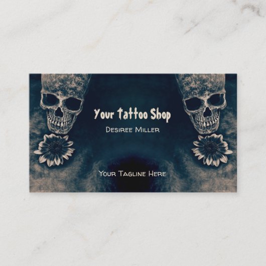 Gothic Skull Sunflower  Antiek stijl Visitekaartje (Voorkant)