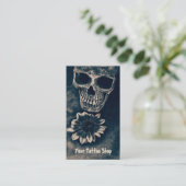 Gothic Skull Sunflower Antiek Visitekaartje (Staand voorkant)