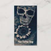 Gothic Skull Sunflower Antiek Visitekaartje (Voorkant)