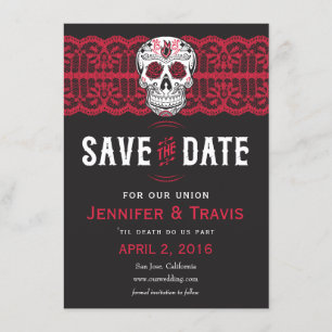 Gothic Skull Swirl & Lace Wedding Save the dates Date