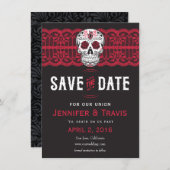 Gothic Skull Swirl & Lace Wedding Save the dates Save The Date (Voorkant / Achterkant)