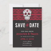Gothic Skull Swirl & Lace Wedding Save the dates Save The Date (Voorkant)