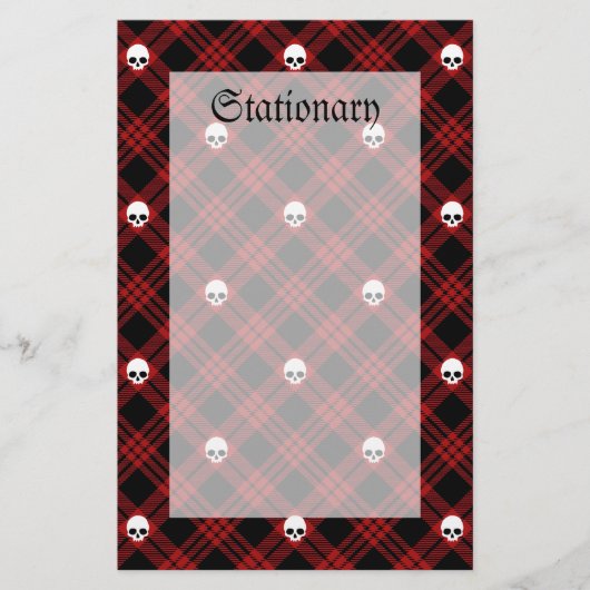 Gothic Skull Tartan Pset Briefpapier (Voorkant)