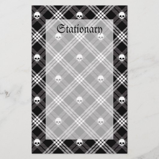 Gothic Skull Tartan Pset Briefpapier (Voorkant)