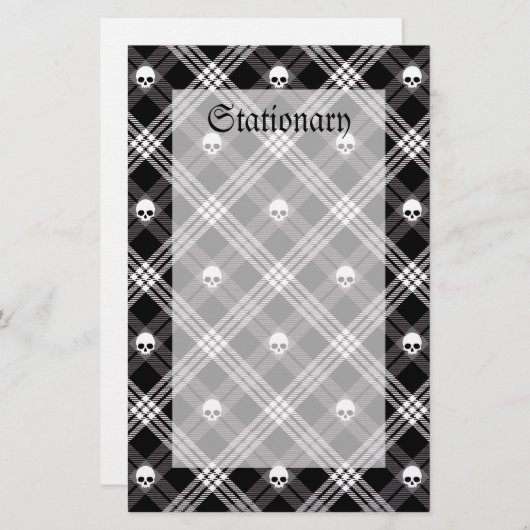 Gothic Skull Tartan Pset Briefpapier (Voorkant / Achterkant)