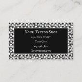 Gothic Skull Tattoo Artist zwart-wit Visitekaartje (Achterkant)