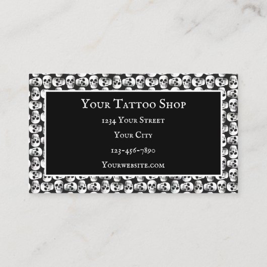 Gothic Skull Tattoo Artist zwart-wit Visitekaartje (Achterkant)