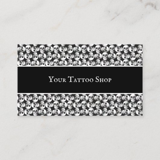 Gothic Skull Tattoo Artist zwart-wit Visitekaartje (Voorkant)