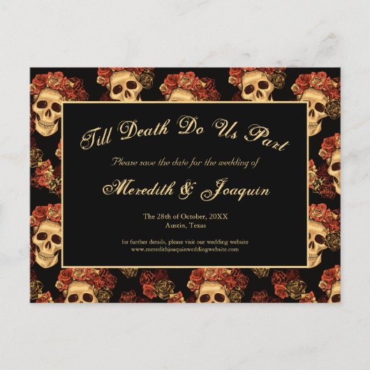 Gothic Skull Till Death Do us Part Save the Date Aankondigingskaart (Voorkant)