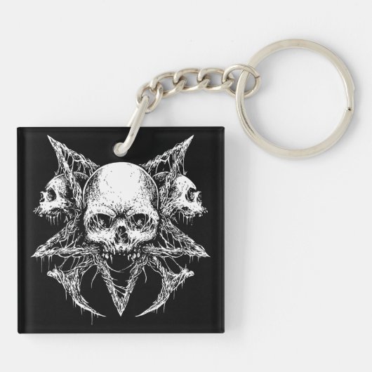 Gothic Skull Trio Sleutelhanger (Achterkant)