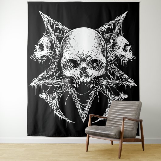 Gothic Skull Trio Wandkleed (In situ)