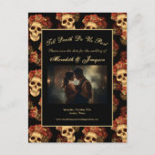 Gothic Skull Verloving Foto Save the Date Aankondigingskaart (Voorkant)
