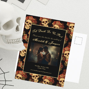 Gothic Skull Verloving Foto Save the Date Aankondigingskaart