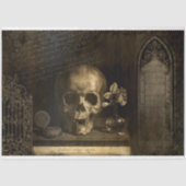 Gothic Skull Victoriaans Halloween Ephemera Tissuepapier (Voorkant)