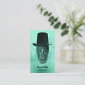 Gothic Skull Victoriaans Neon Green Tattoo Artist Visitekaartje (Staand voorkant)