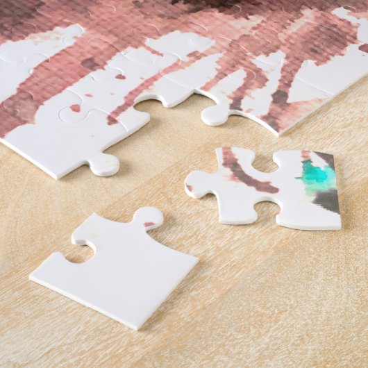 Gothic Skull Waterverf Art Design Legpuzzel (Zijkant)