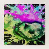 Gothic Skull Waterverf Halloween Neon Art Legpuzzel (Horizontaal)