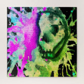 Gothic Skull Waterverf Halloween Neon Art Legpuzzel (Verticaal)