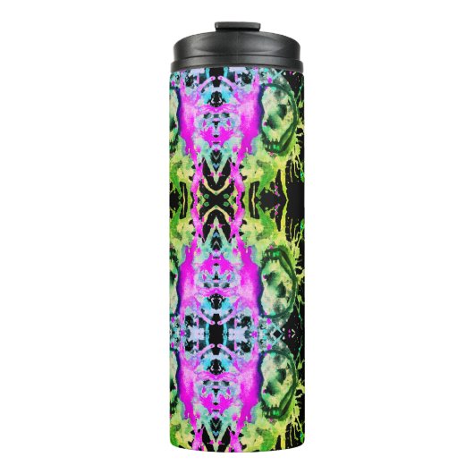 Gothic Skull Waterverf Halloween Neon Art Thermosbeker (Voorkant)