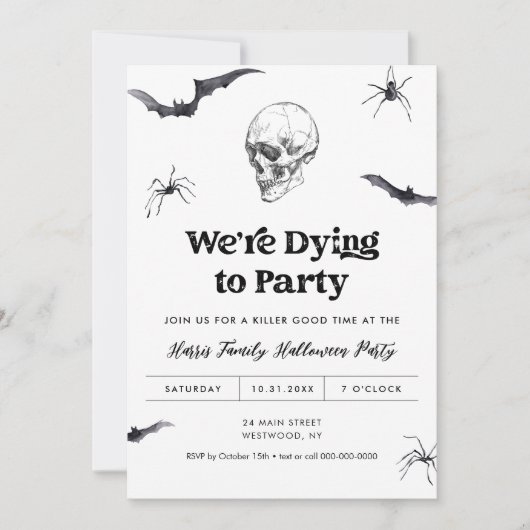 Gothic Skull We gaan dood op feest Halloween Party Kaart (Voorkant)