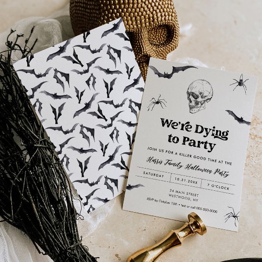 Gothic Skull We gaan dood op feest Halloween Party Kaart