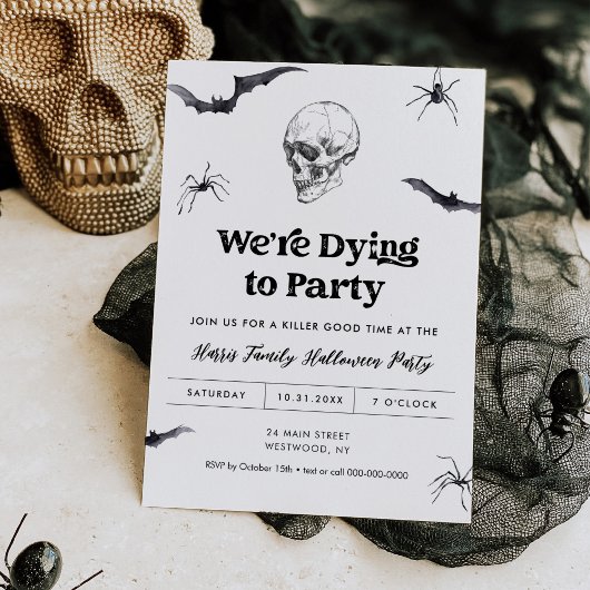 Gothic Skull We gaan dood op feest Halloween Party Kaart