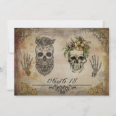 Gothic Skull Wedding Invitation Kaart (Achterkant)
