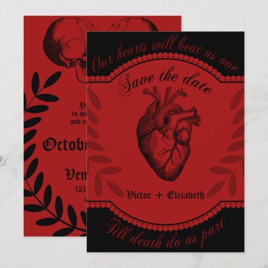 Gothic Skull Wedding Kaart (Voorkant / Achterkant)