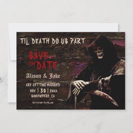 Gothic Skull Wedding Save the Date (Voorkant)