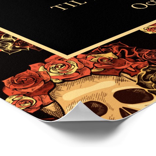 Gothic Skull Welkom bij onze halloween bruiloft Poster (Hoek)