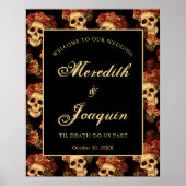Gothic Skull Welkom bij onze halloween bruiloft Poster (Voorkant)